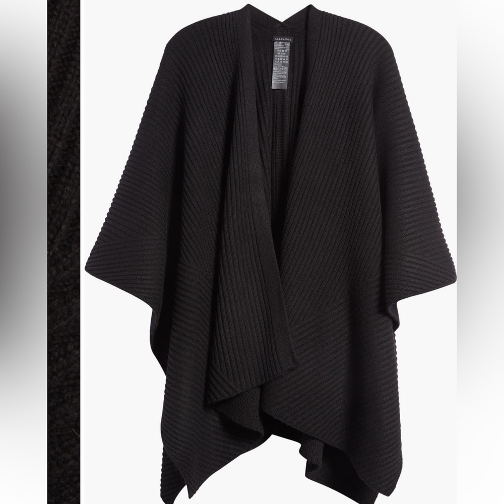 AllSaints - Traveling Rib Ruana - Black - ONE SIZE
